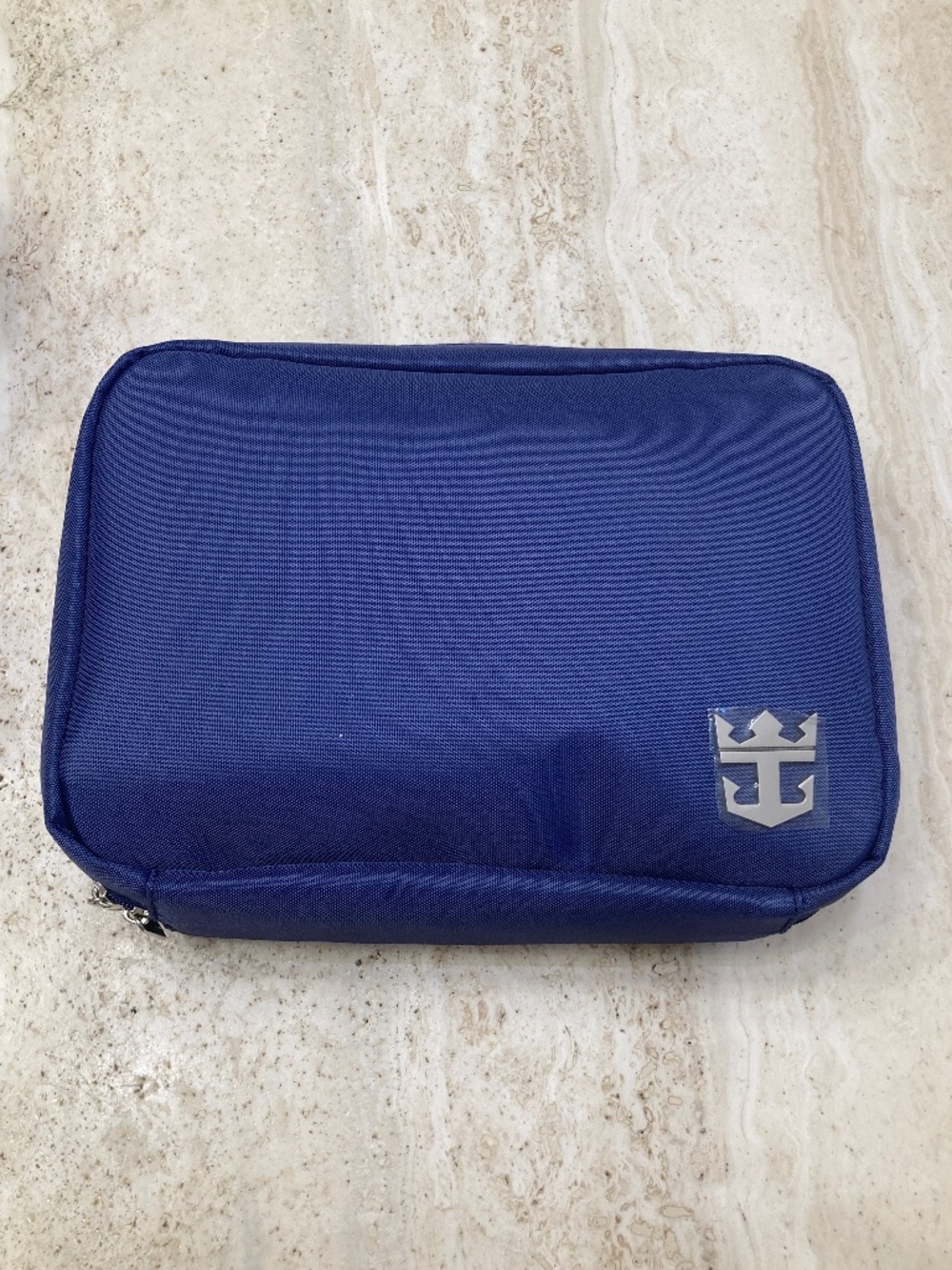 Royal Caribbean Blue Zippered Hanging Toiletry Bag with Anchor Silver Tone Logo